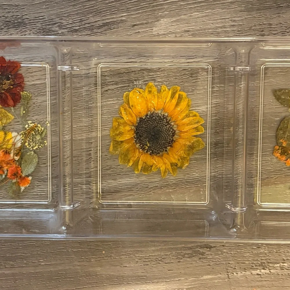 Pressed Floral Acrylic Organizer – Desk, Vanity, or Kitchen Set (Single or Set)